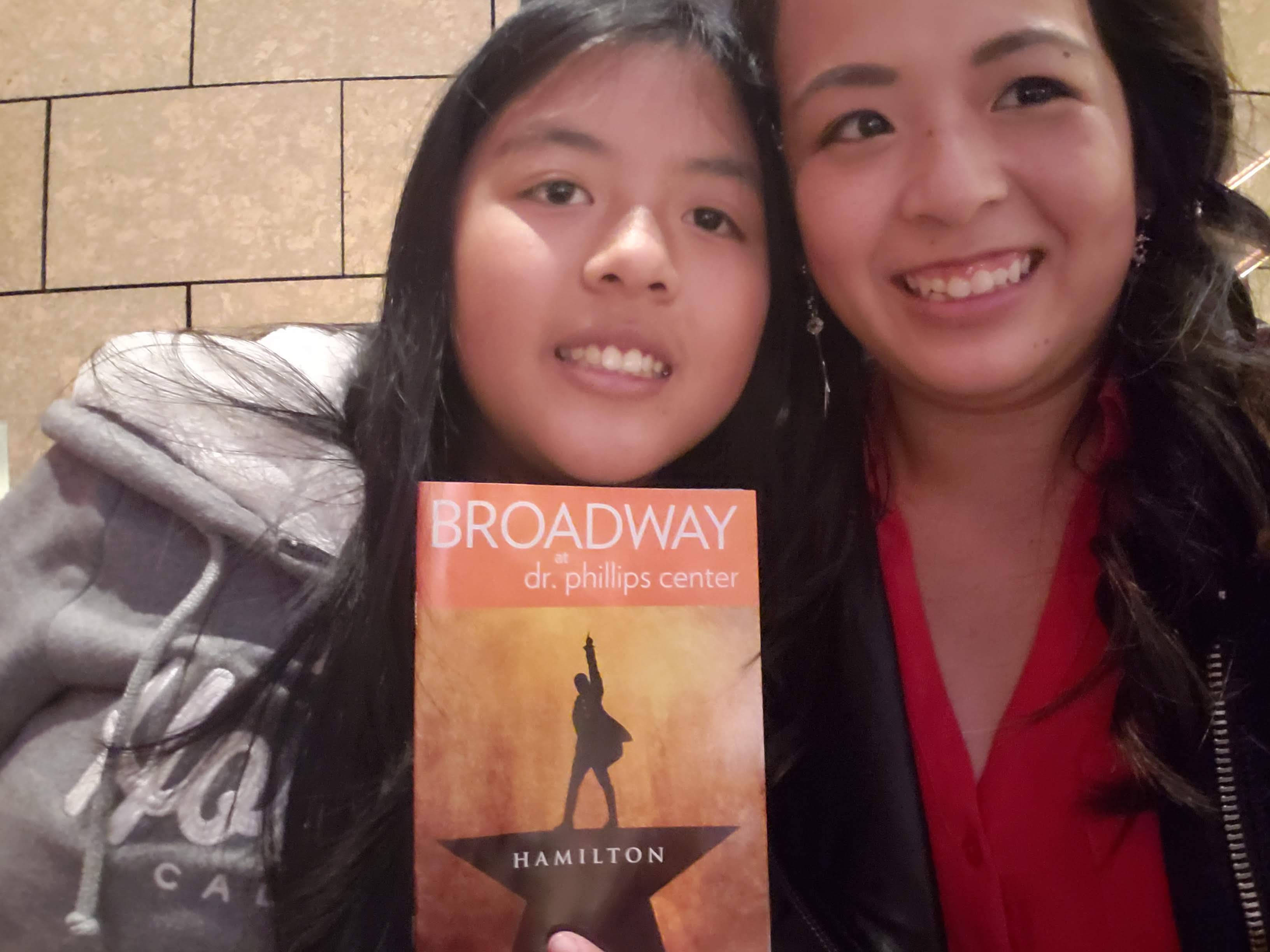 A selfie from the night Jasmine and I went to see Hamilton. It has to be of me looking away from teh camera because it's hard to get a photo of Jasmine smiling.