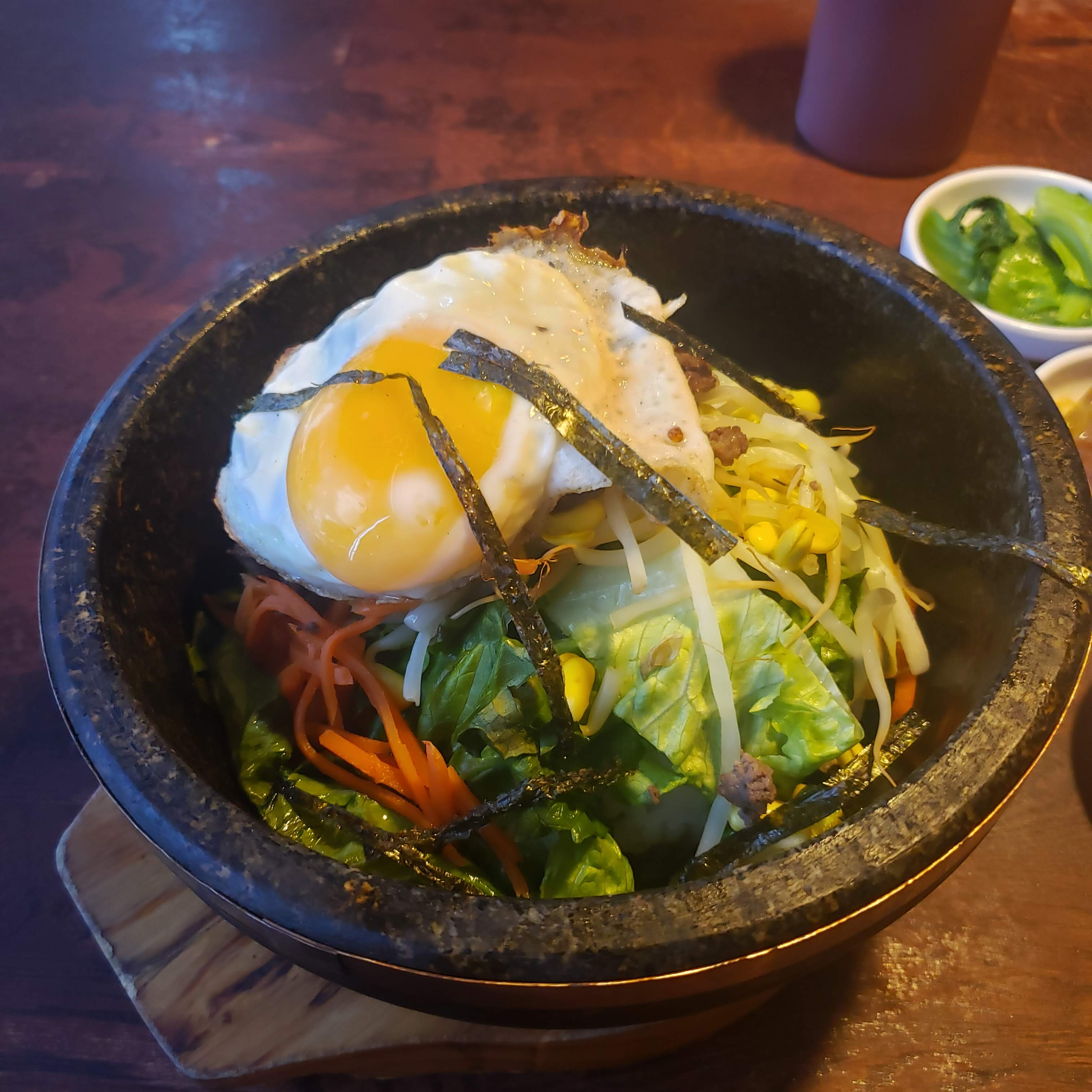 So this is what I actually wanted, and if you could portal into the photo, you would be able to hear the sizzling of the stone pot and the occasional popping sound of crispy rice. Alas, it was not meant to be for me this weekend.