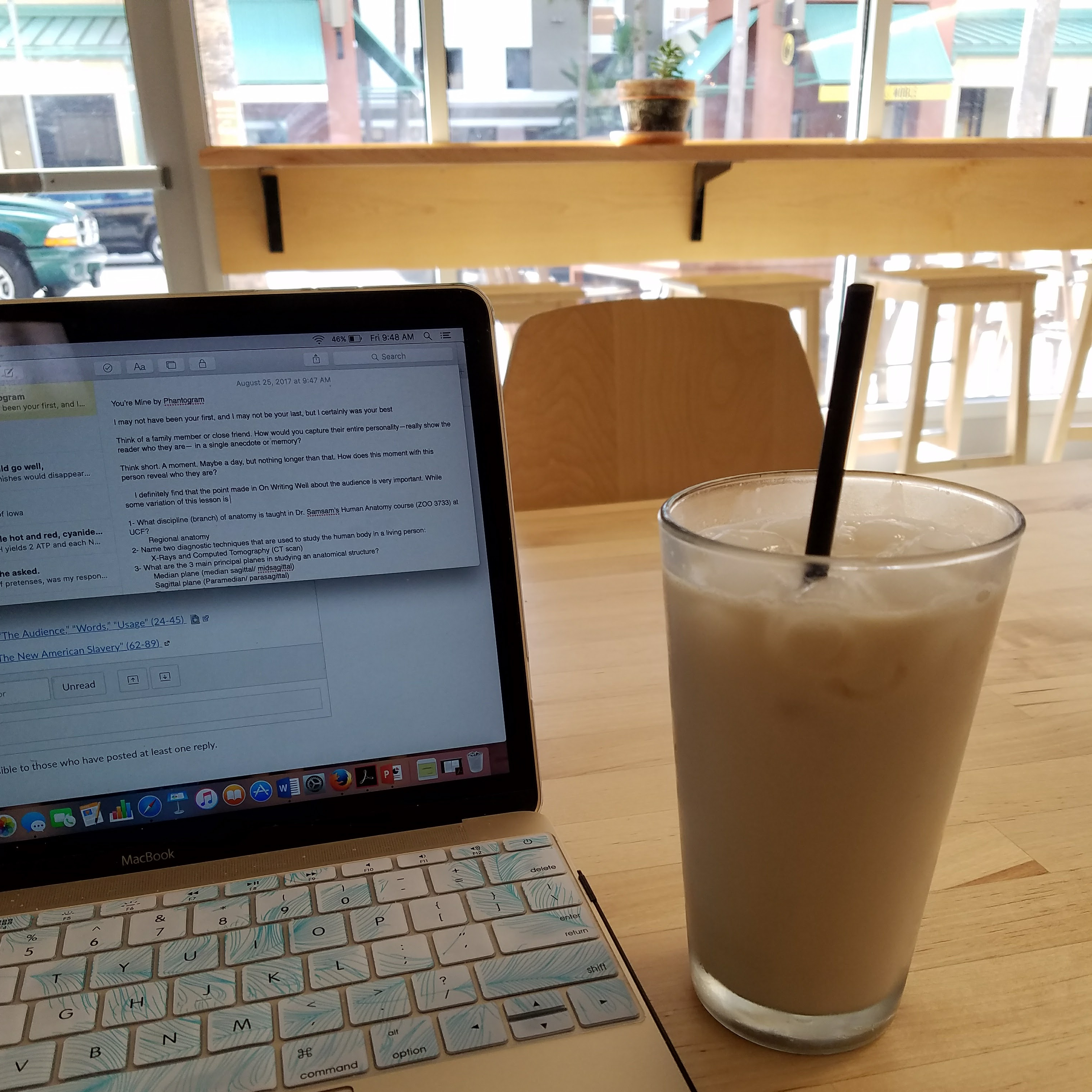 A photo of my laptop from 2017 when it was still alive and functioning. I zoomed into the notes and was reminded that I tried to endure an anatomy class at some point. Thank goodness that is over.