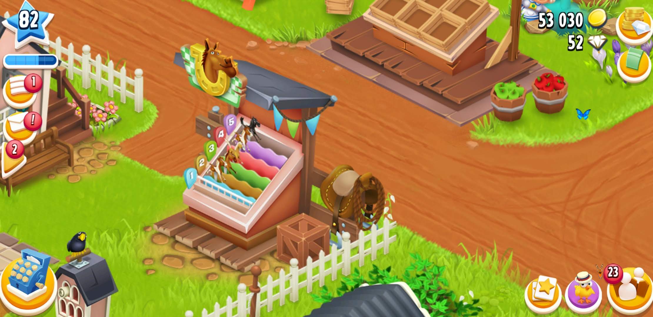 A screenshot of the derby portion of the Hay Day game.