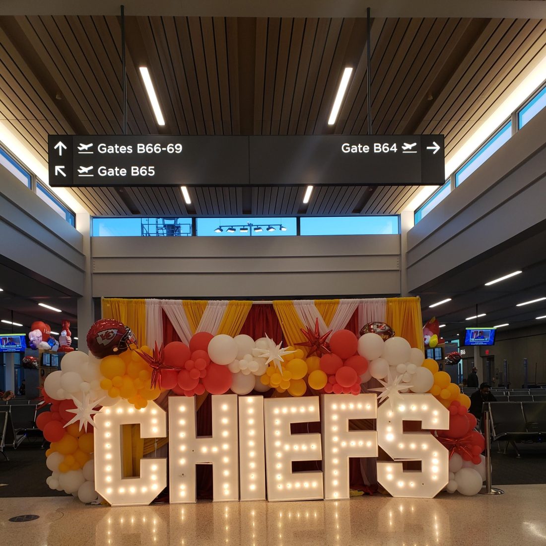 They were so proud, even the airport was decorated with Chiefs-themed decorations.