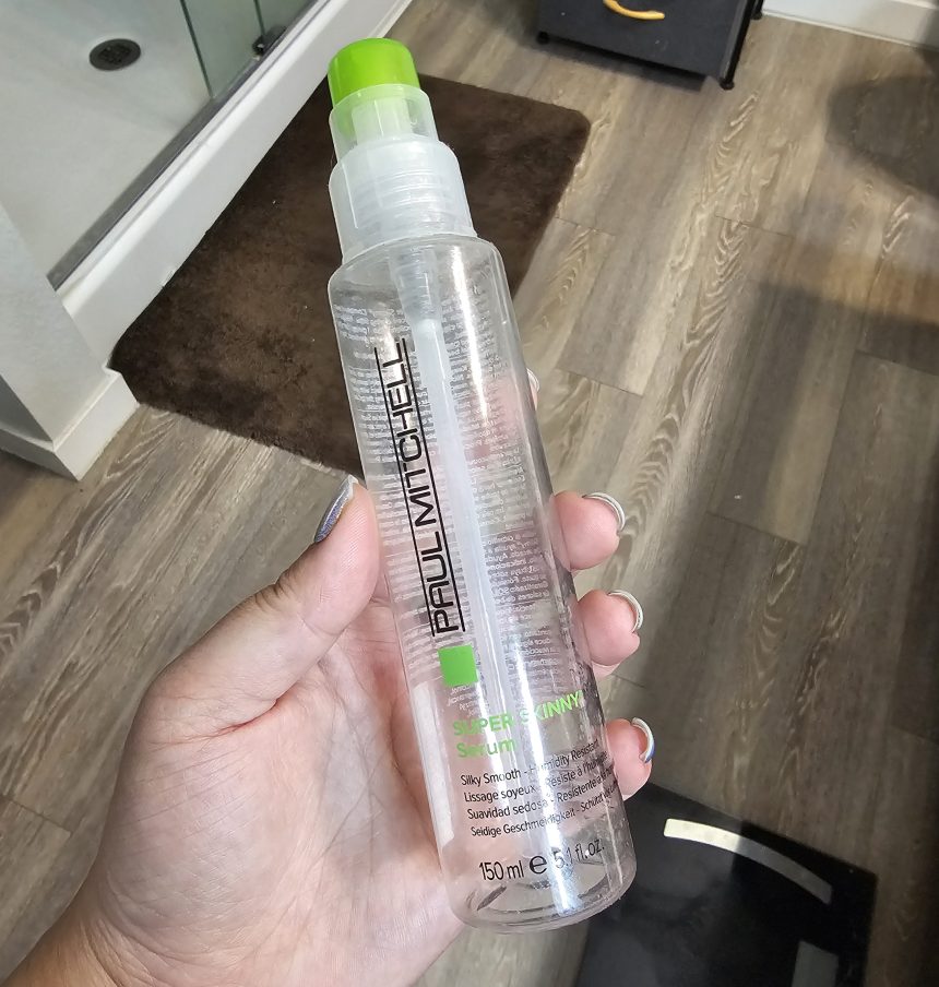 My empty bottle of Paul Mitchell Super Skinny Serum